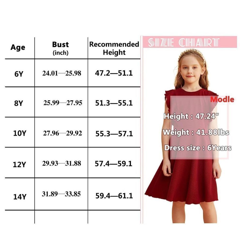 NEW Girls Flutter Sleeve Dress Pockets A-Line Swing Dress 10 Yrs - Picture 5 of 6